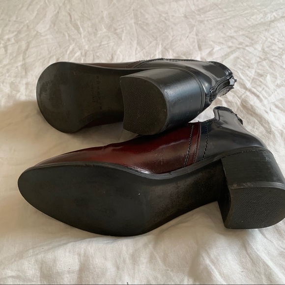 Zara oxblood ankle chunky heel boots (s6) - Picture 7 of 8